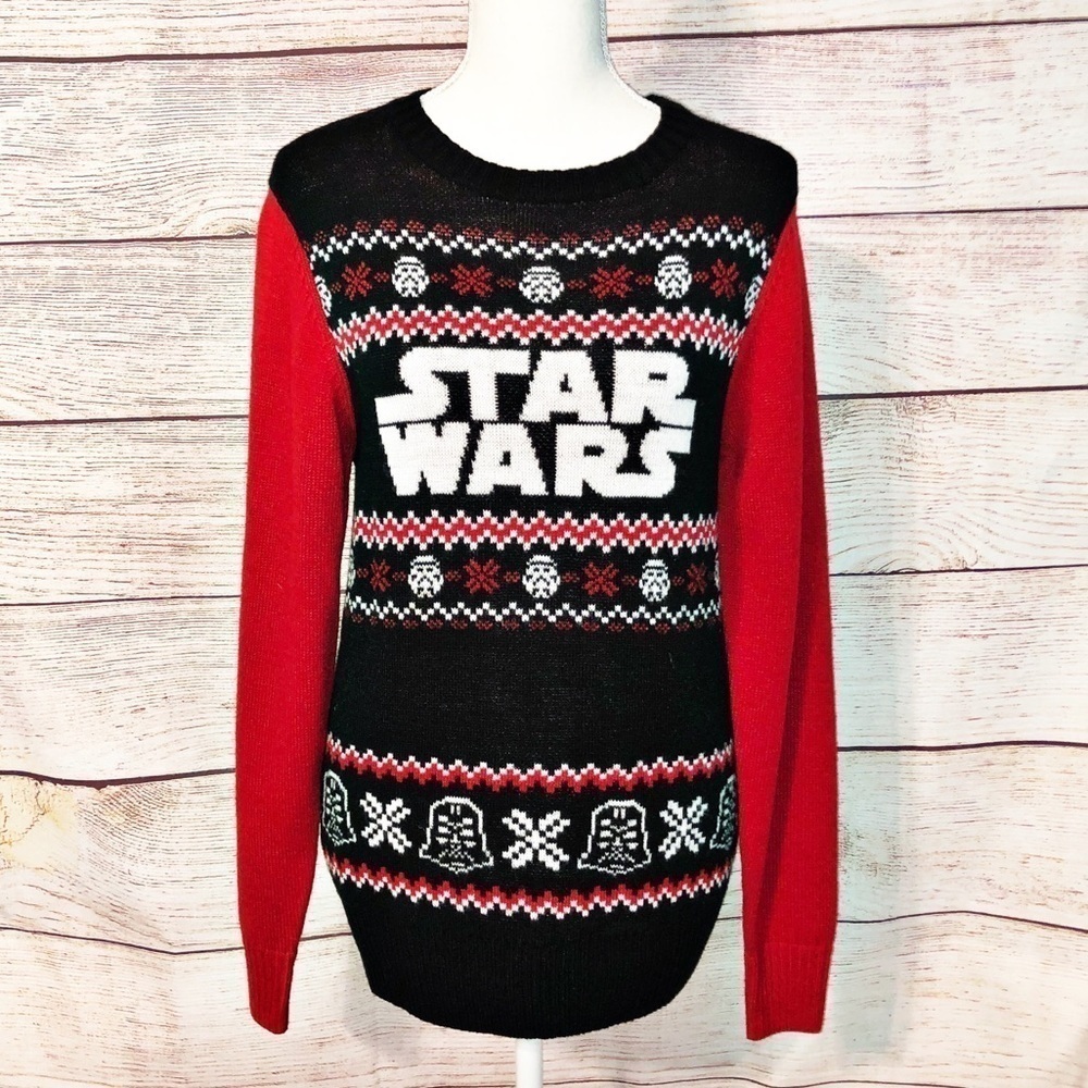 Star Wars Black and Red Ugly Christmas Sweater Size S